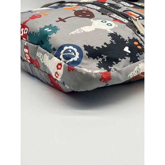 Lesportsac Travel Crossbody 3 Zip Front Pockets  Robot Retro Print Shoulder Bag - Picture 6 of 15